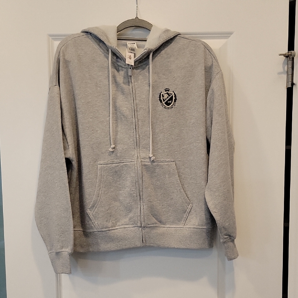 PINK Victoria's Secret Ivy Fleece Campus Full Zip Hoodie Sweatshirt Small NWT